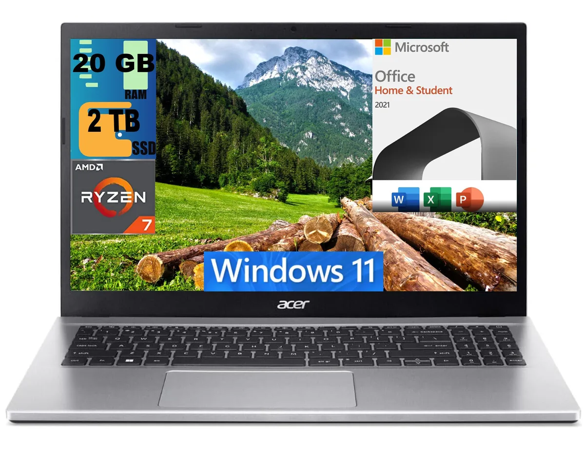 Silver 15.6 inch laptop with thin profile and non-touch FHD display