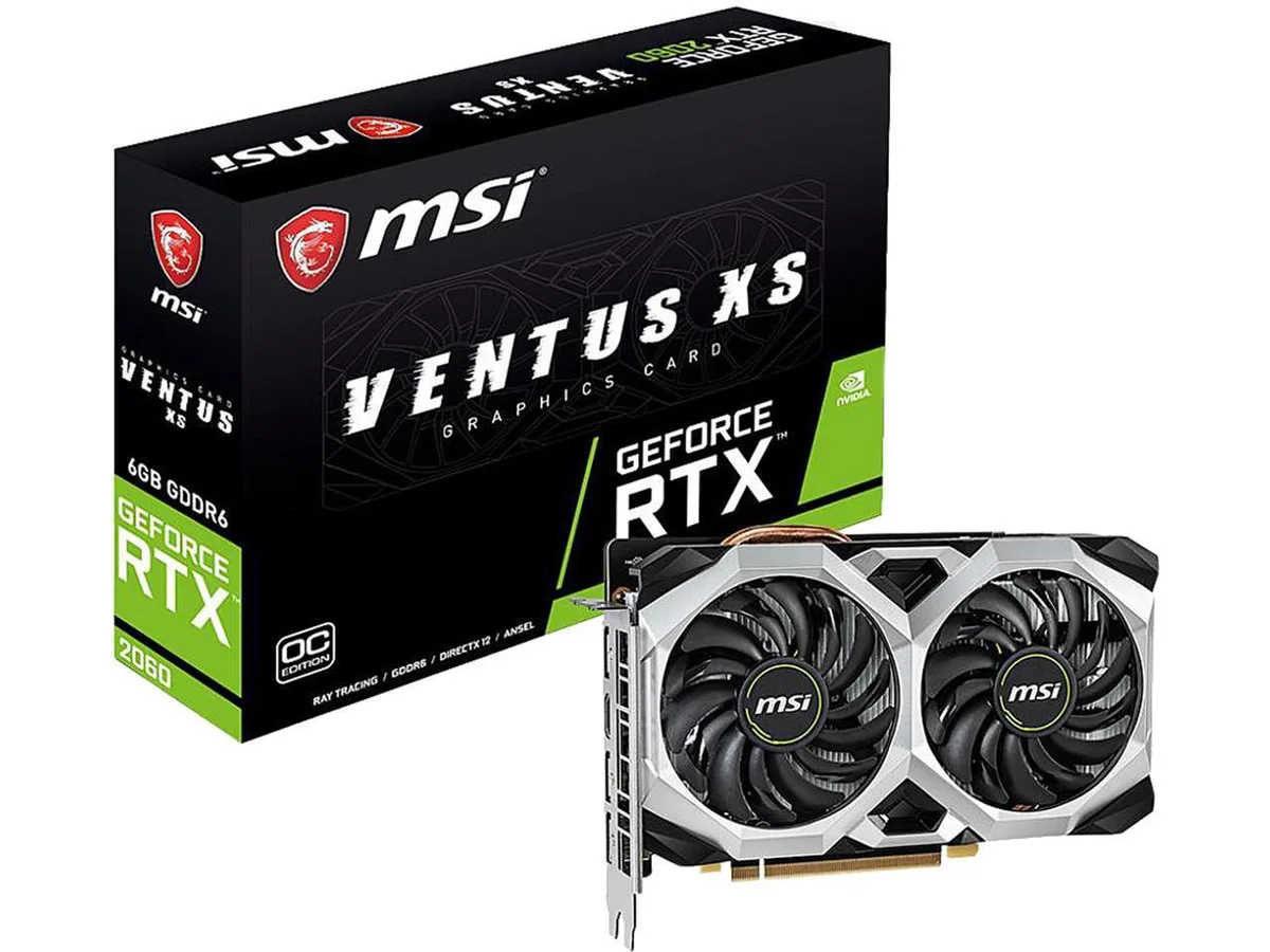 Dual-fan graphics card in black and silver finish