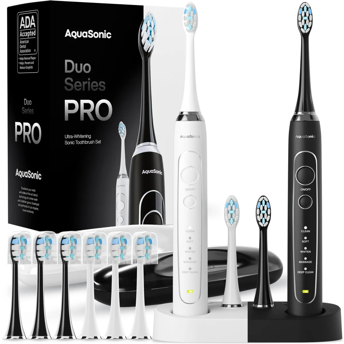 Waterpik Duo Series Pro Aquasonic Oral Care 2 Handles 10 Heads 5 Modes 50000 Vibrations — product photo