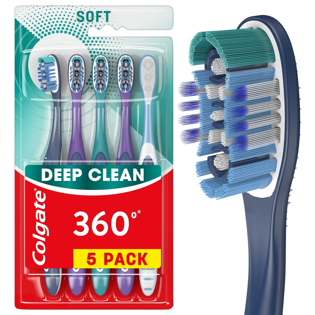  Waterpik 61017962 Colgate 360 Whole Mouth Clean Soft Toothbrush 5 Pack oral care — product photo