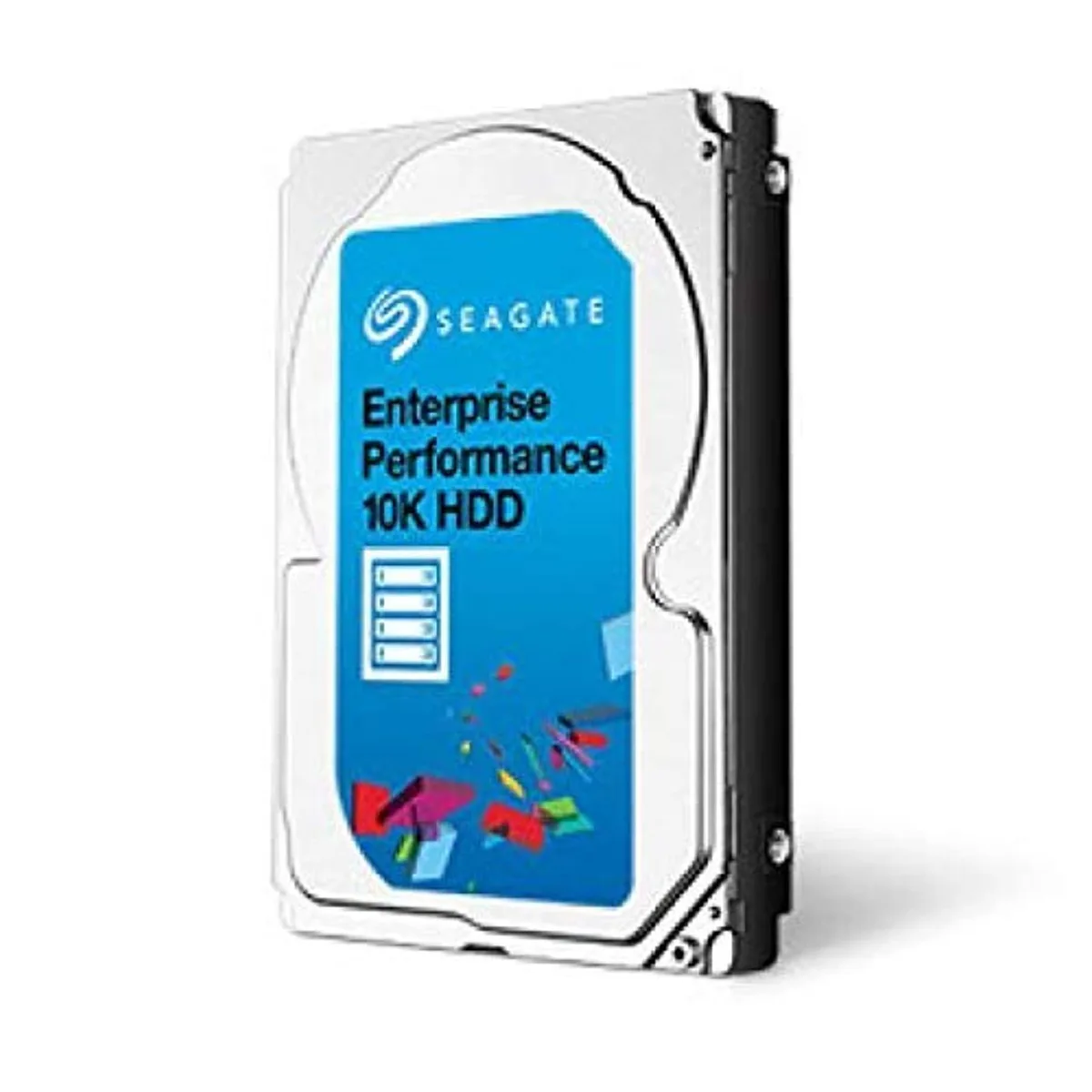 Seagate Exos 10E2400 2.5 inch enterprise hard drive with silver metal casing and green circuit board visible on underside