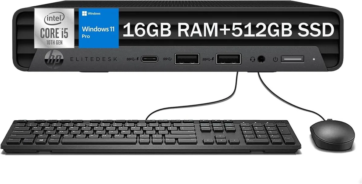HP HP EliteDesk 800 G6 Mini PC i5-10500 16GB 512GB Windows 11 Pro Black Keyboard Mouse — photo du produit