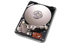 Silver 3.5 inch bare hard drive with circuit board visible