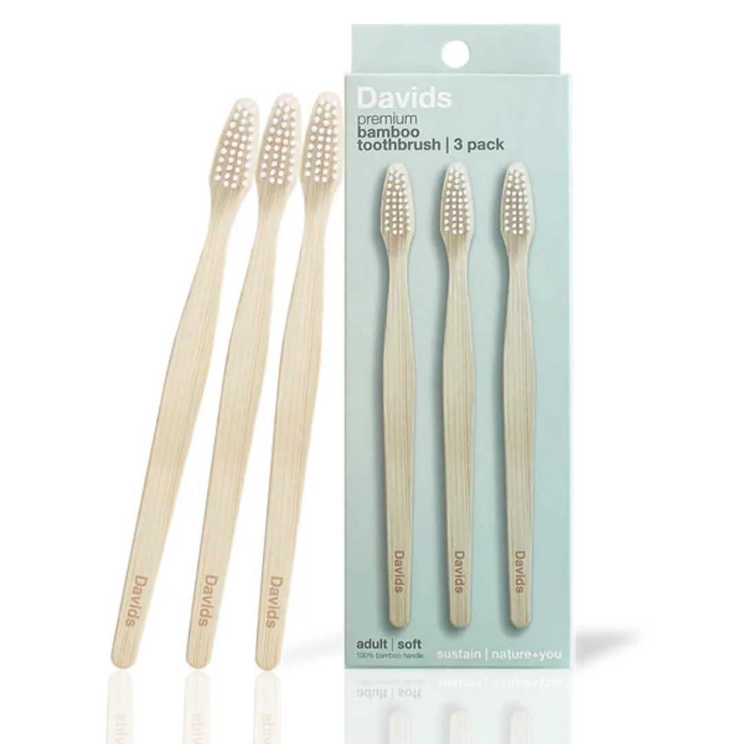  Davids Bamboo Toothbrush Soft Bristles BPA Free 3 Pack — 제품 사진