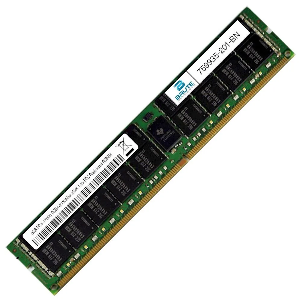Brute Networks Brute Networks 8GB DDR4-2133 PC4-17000 CL15 2Rx8 1.2V ECC Registered RDIMM 759935-201 — photo du produit