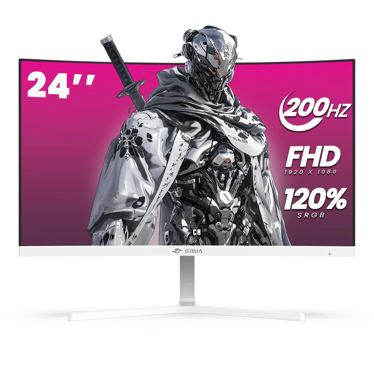 CRUA CRUA 24" Curved Gaming Monitor 165Hz/200Hz White — Produktfoto