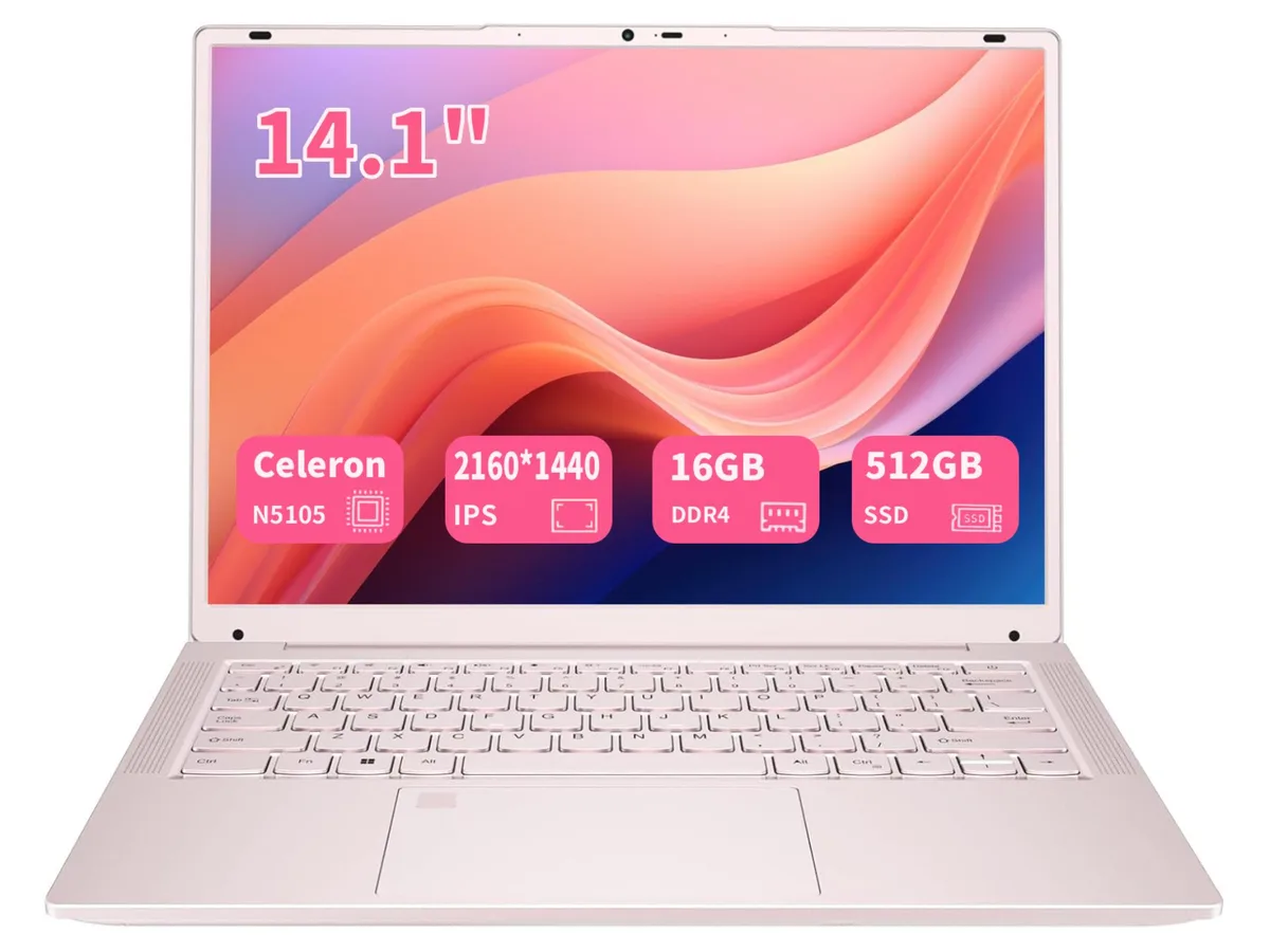 KurieTim KurieTim T140J laptop N5105 16GB 512GB Pink — toote foto