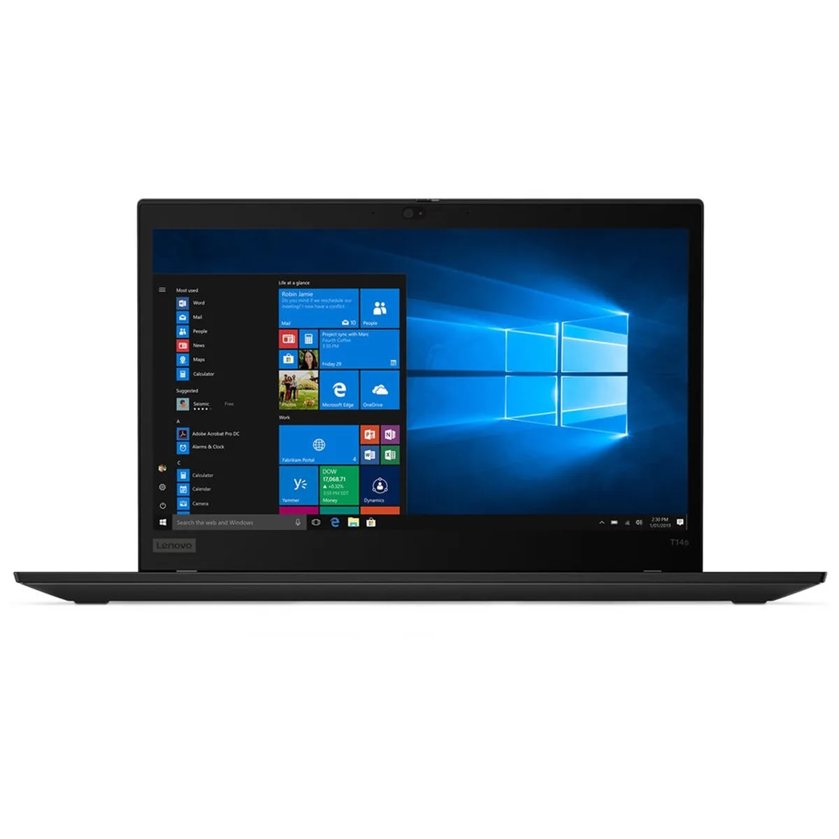 Black Lenovo ThinkPad T14s Gen 1 laptop with 14 inch 4K IPS display