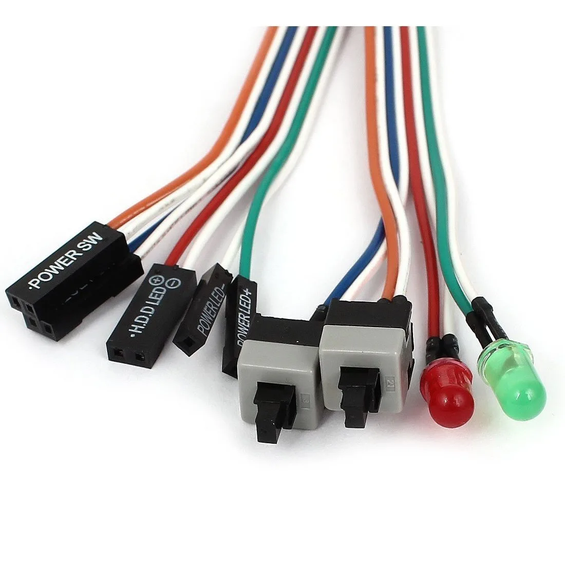 Corn Electronics Corn Electronics 20" Power Reset Switch Cable with Red Green LEDs motherboard accessory — product photo
