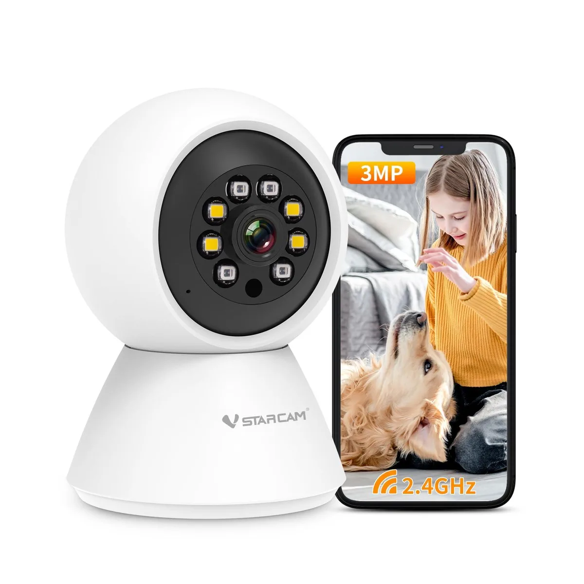  Clover 3MP 2K Indoor Wireless Surveillance Camera 355° Pan 60° Tilt — produkto nuotrauka