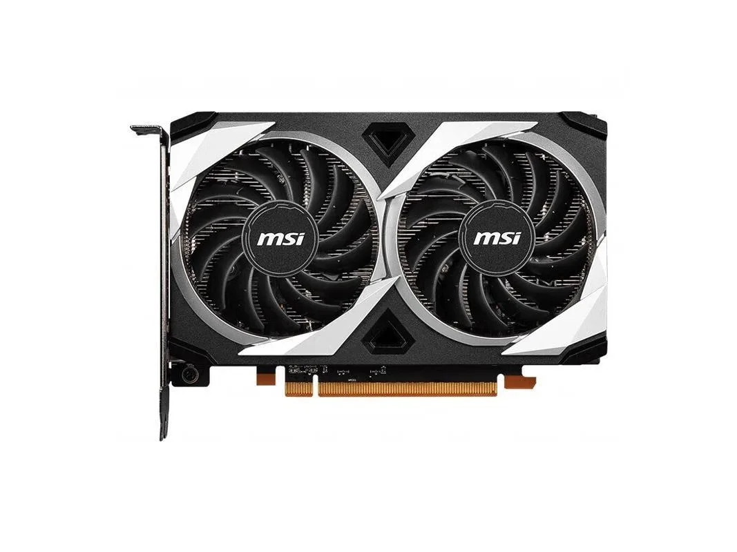 MSI Radeon RX 6500 XT dual-fan graphics card in black and silver finish