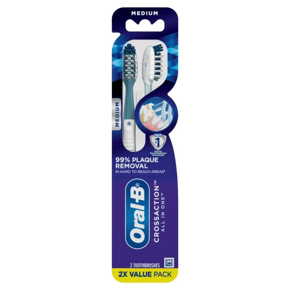  Oral-B CrossAction All In One Manual Toothbrush 2 Count Medium — product photo