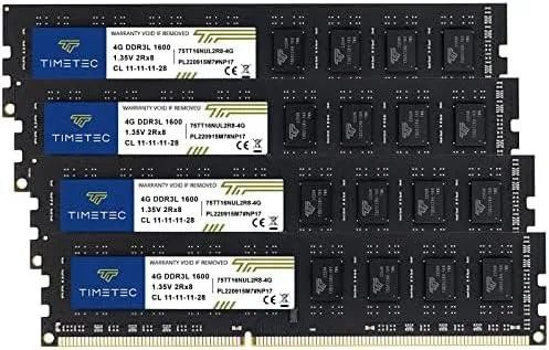 Four black DDR3L UDIMM sticks, 240 pins each, 30 by 133.4 mm