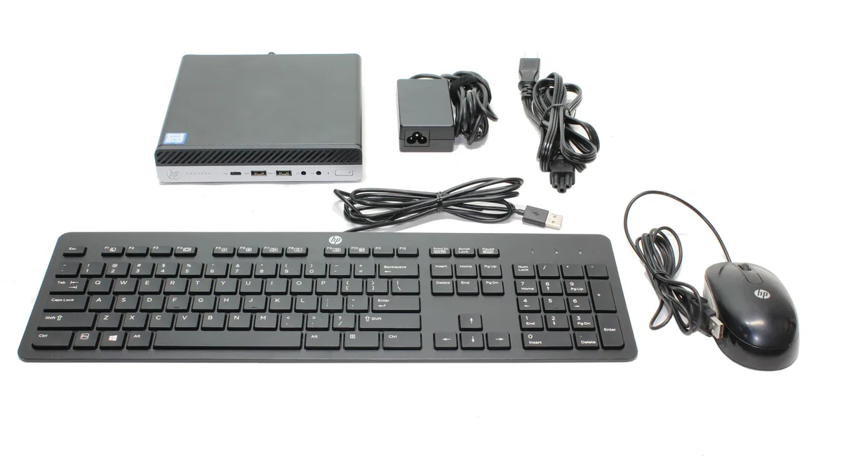 Compact silver mini desktop tower with front USB and Type-C ports