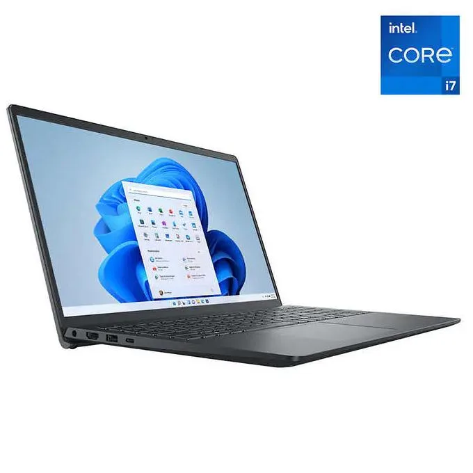 Black Dell Inspiron 15.6 inch touchscreen laptop closed view