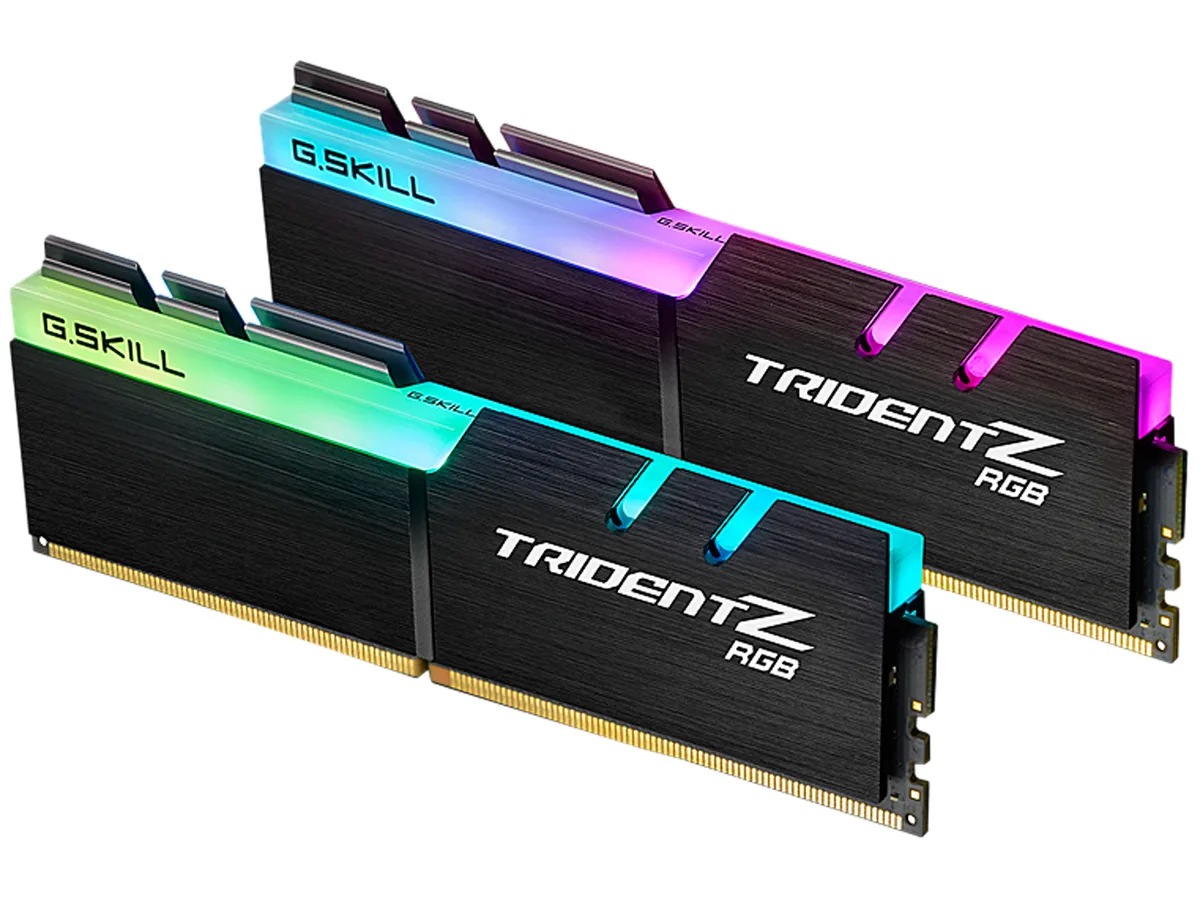 Two black aluminium DDR4 sticks with full-length RGB light bars