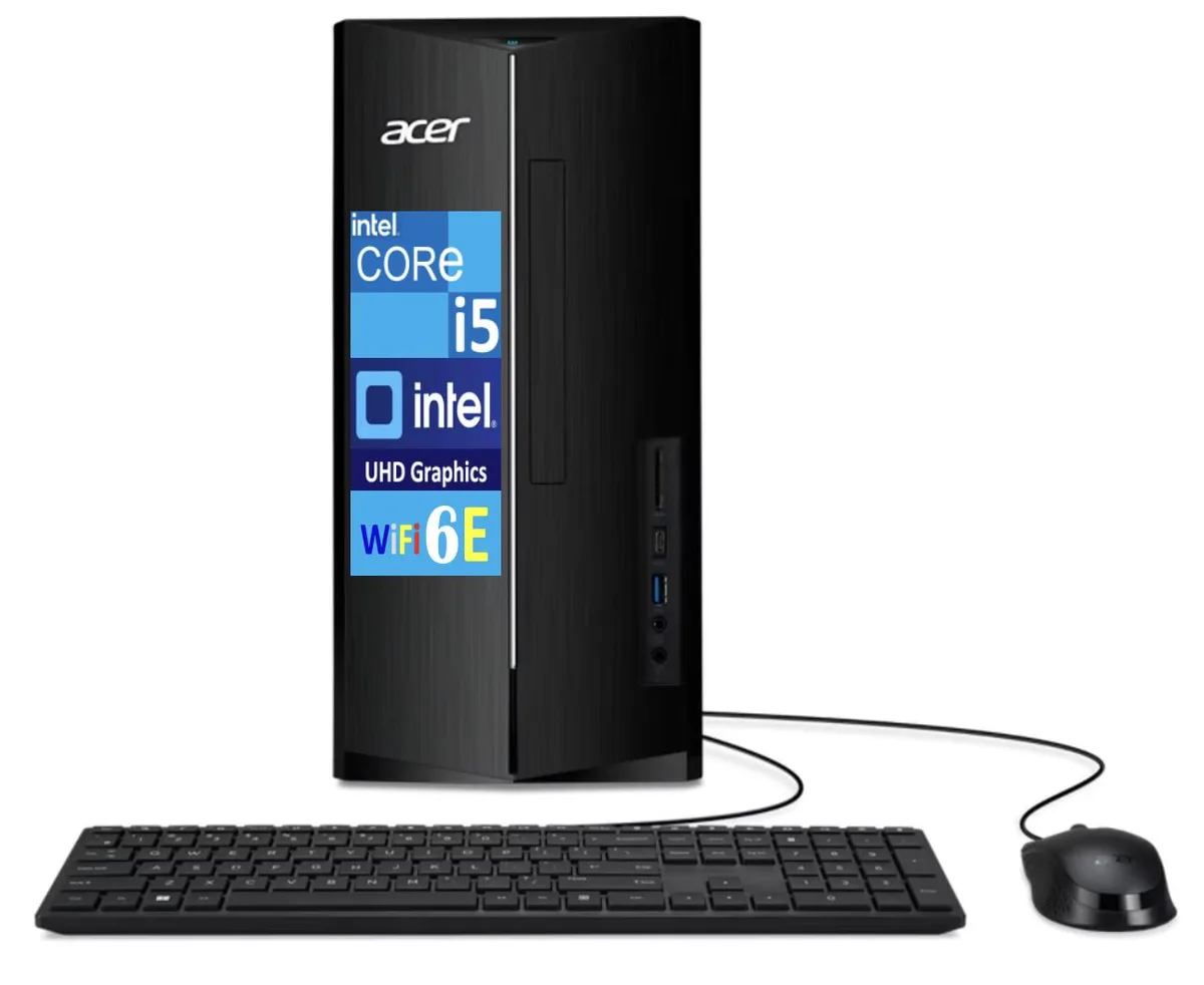 Black upright desktop tower with front SD card slot and USB ports