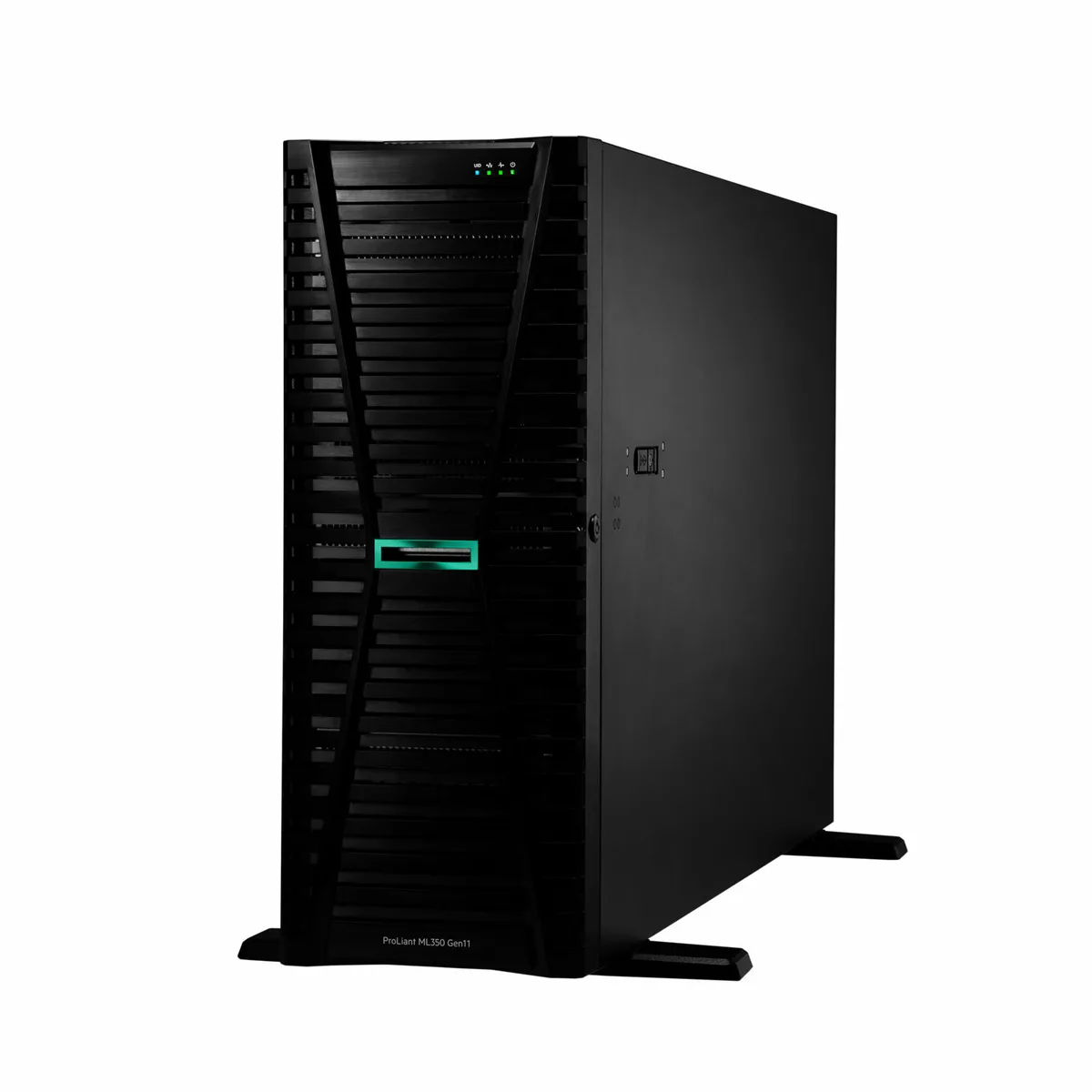 Silver HPE ProLiant ML350 Gen11 4U tower server, 18.2 inches tall, 6.9 inches wide, 28 inches deep