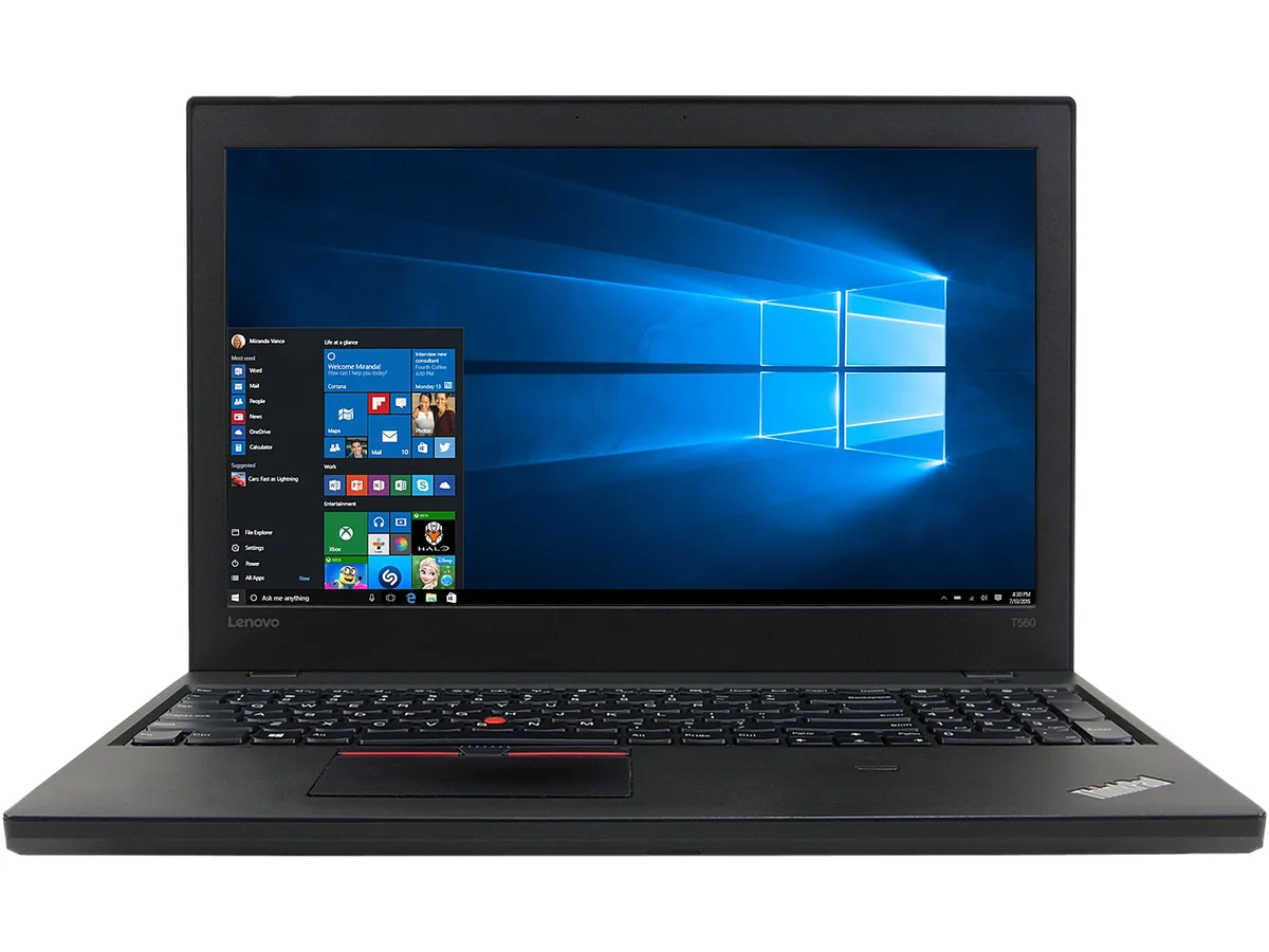Gray Lenovo ThinkPad T560 15.6 inch laptop, matte non-touch display, classic business chassis