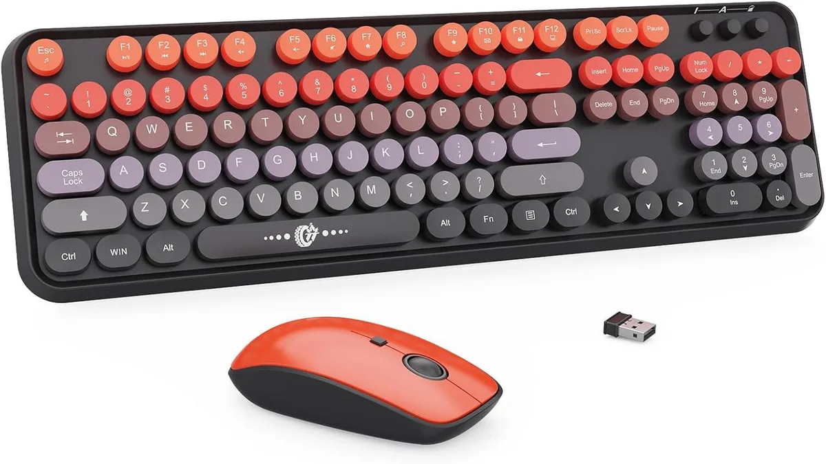 TUKO TUKO Wireless Keyboard and Mouse Combo 104 Keys Black Orange — toote foto