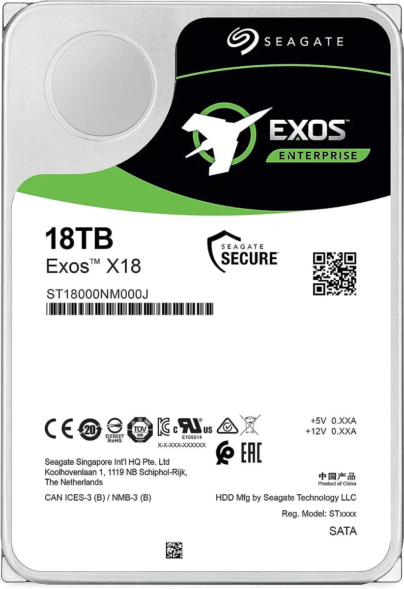 Seagate Seagate Exos X18 18TB 7200 RPM SATA 6.0Gb/s 256MB 3.5" internal hard drive — Produktfoto