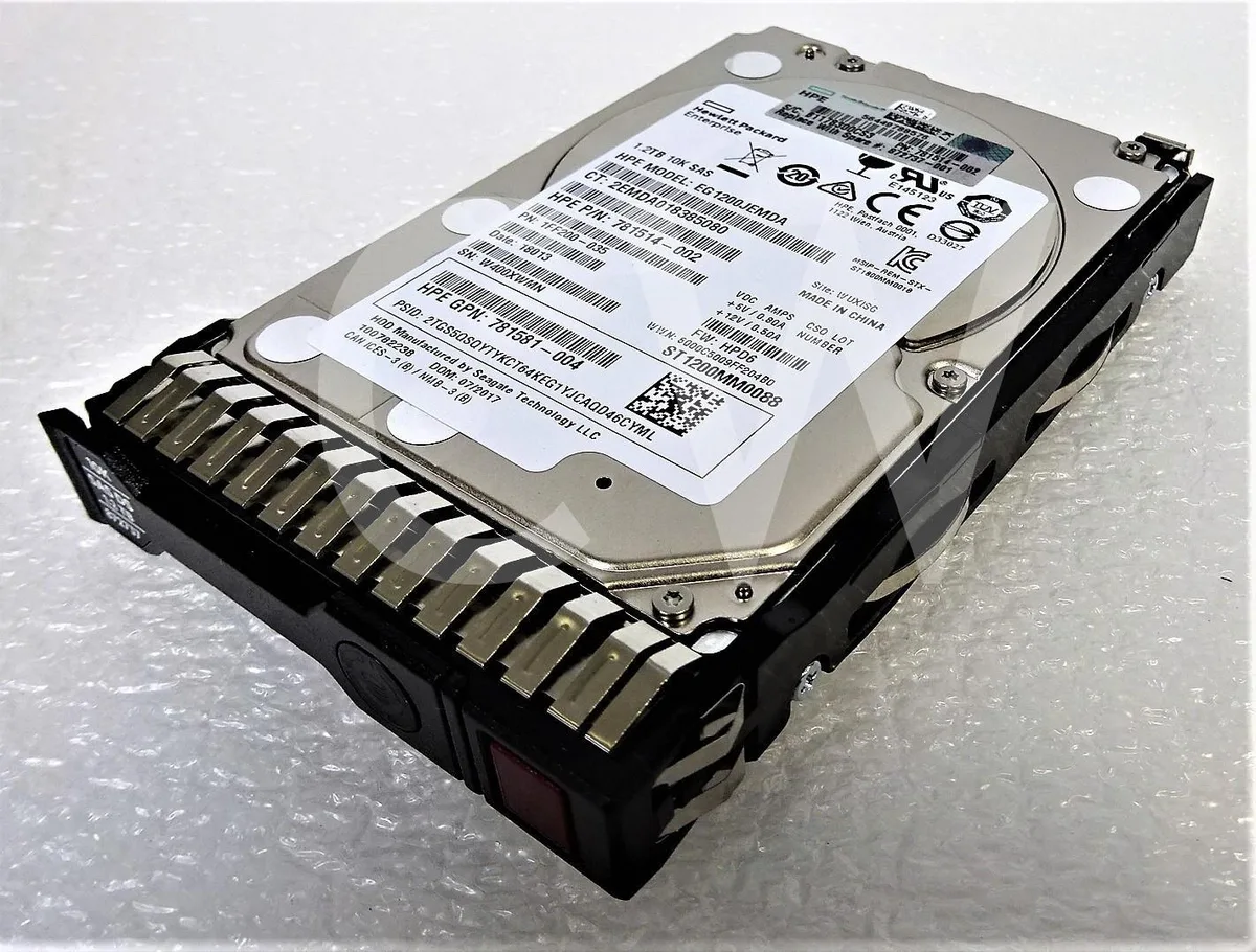 Small silver 2.5 inch SAS hard drive in black carrier tray