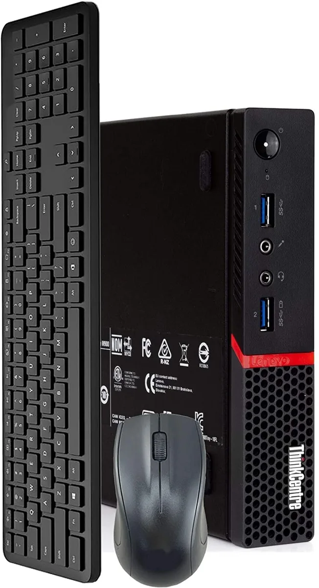Small black Lenovo ThinkCentre M910Q Tiny desktop unit