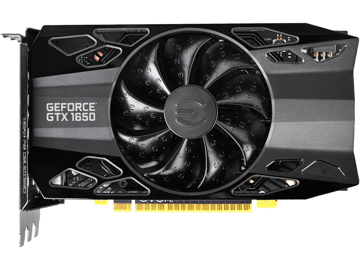 EVGA GeForce GTX 1650 XC GAMING graphics card with single fan cooler