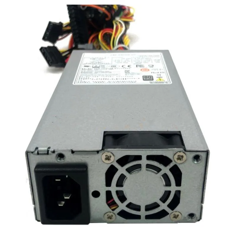 Small silver Flex ITX PSU unit with fan grill