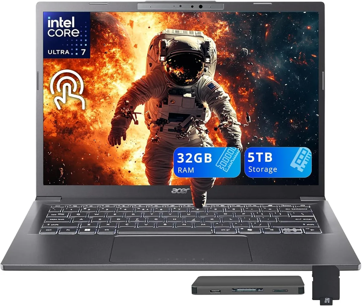 Acer America Acer Aspire Business Laptop Intel Ultra 7 258V 32GB 4TB SSD 14" WUXGA Touch Gray — ภาพสินค้า