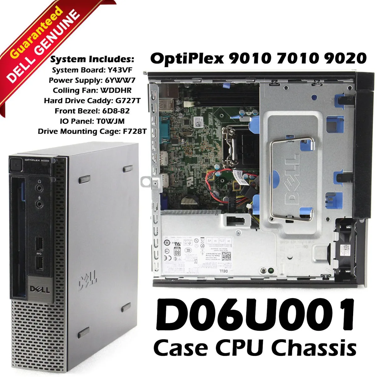 Black Dell OptiPlex 9020 desktop chassis with motherboard and 200W PSU