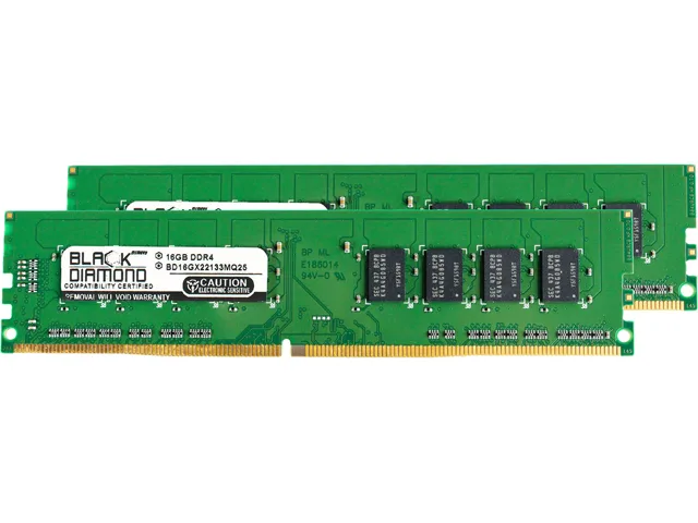 Black Diamond Memory Black Diamond Memory BD16GX22133MQ25 32GB (2 x 16GB) DDR4 2133 desktop RAM — снимка на продукта