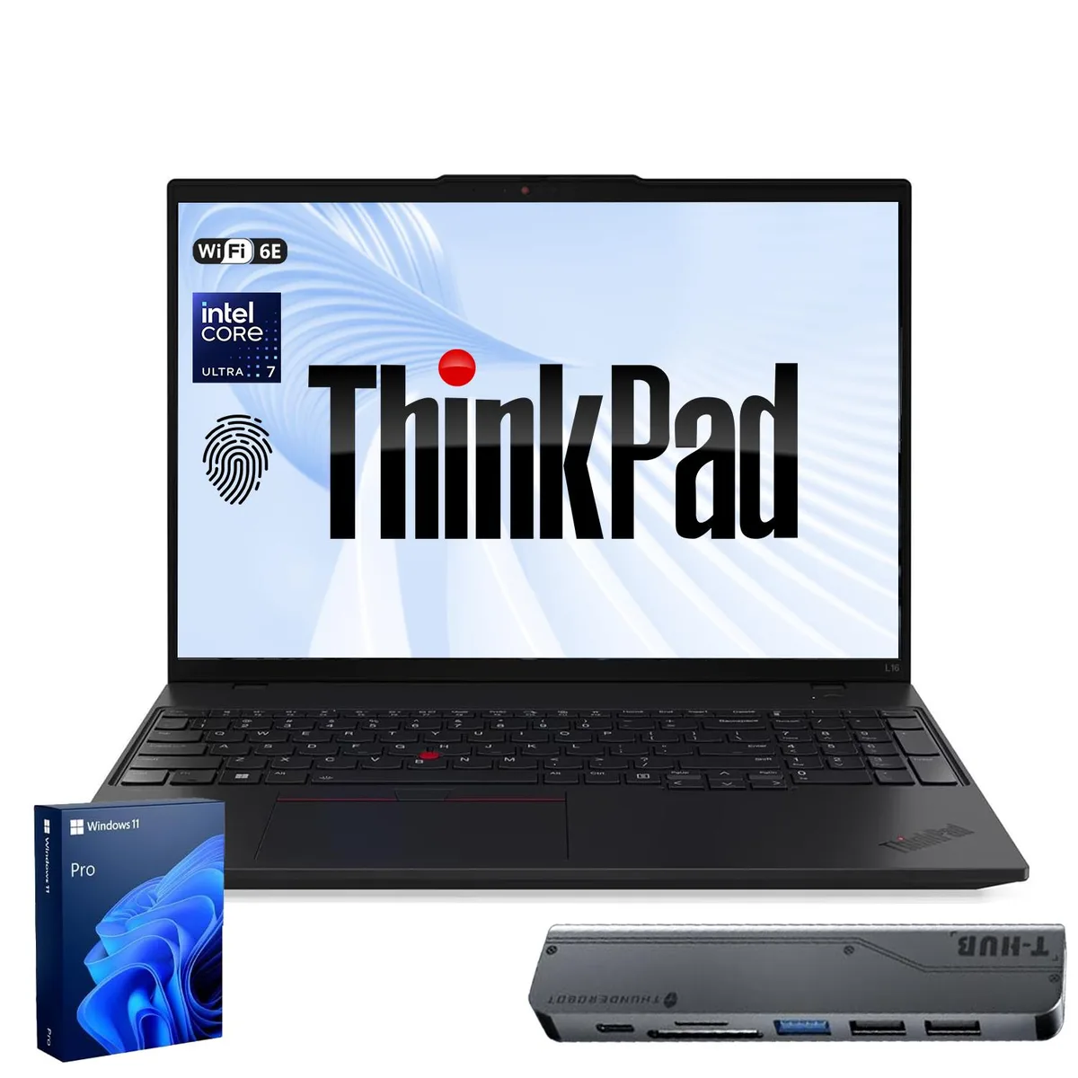 Lenovo Lenovo ThinkPad L16 Gen 2 laptop, Core Ultra 7 255U, 16GB DDR5, 512GB SSD, 16.0" FHD+, 7-in-1 USB-C Hub Bundle — product photo