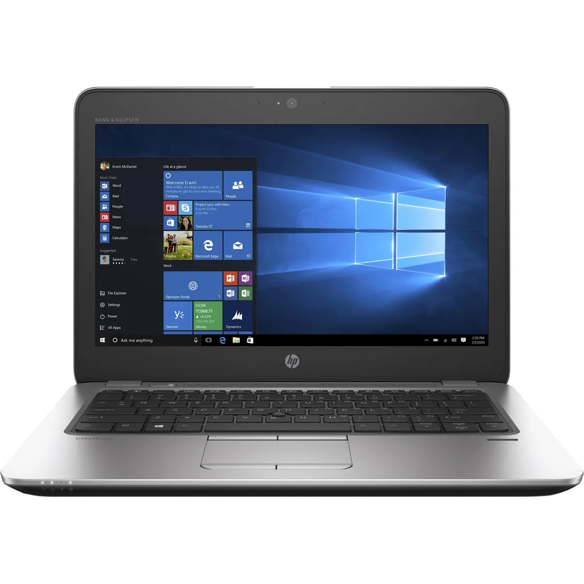 Silver HP Elitebook 820 G3 12.5 inch laptop closed view