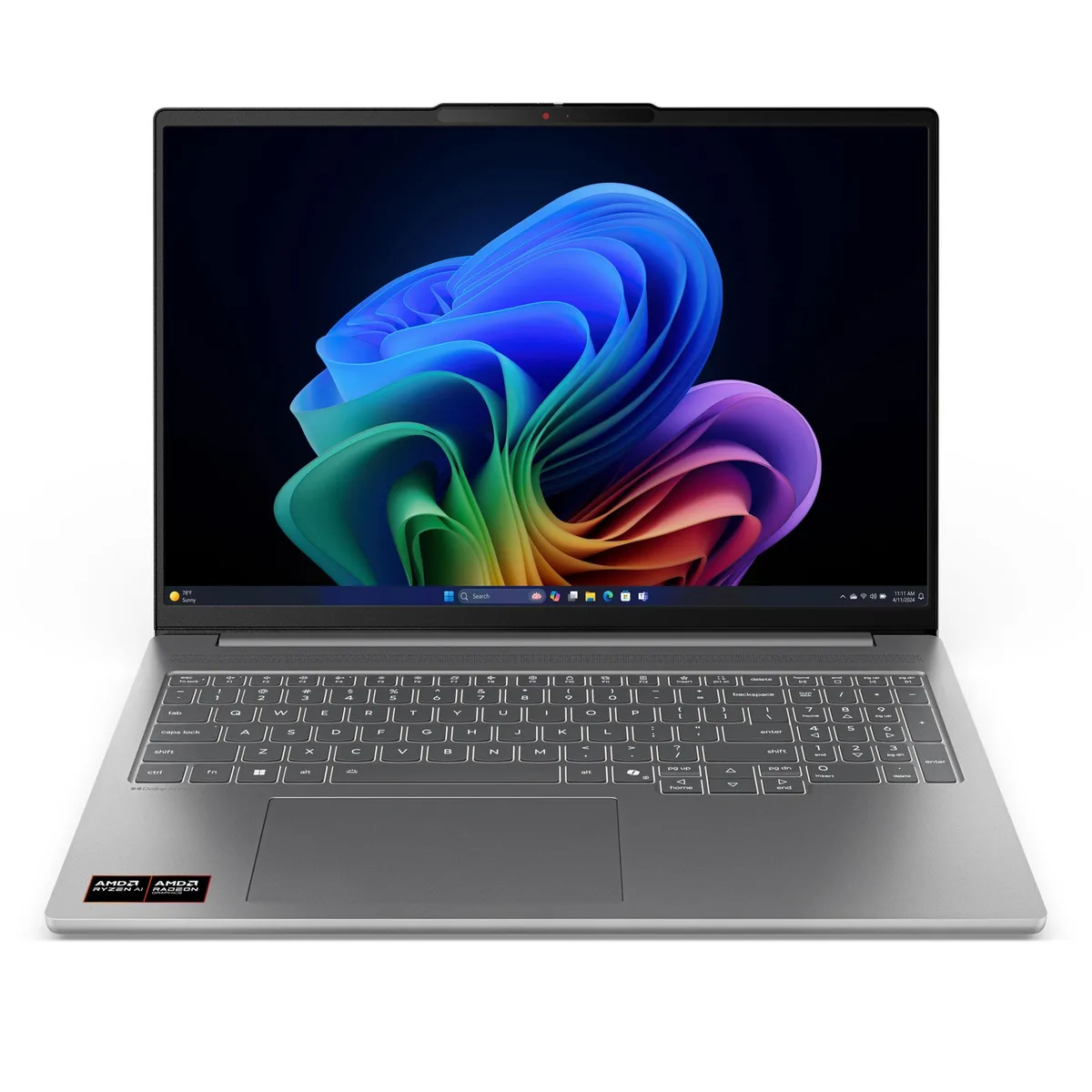 16 inch silver laptop with OLED display and numeric keypad