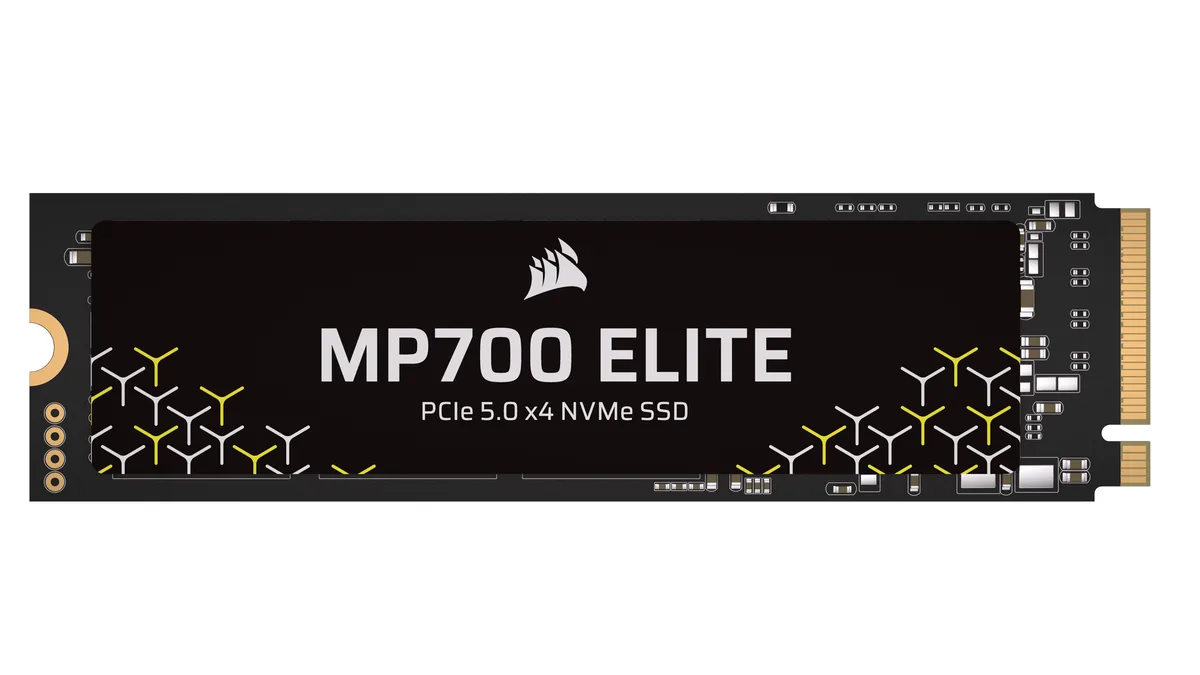 Green circuit board M.2 2280 SSD with black controller and memory chips