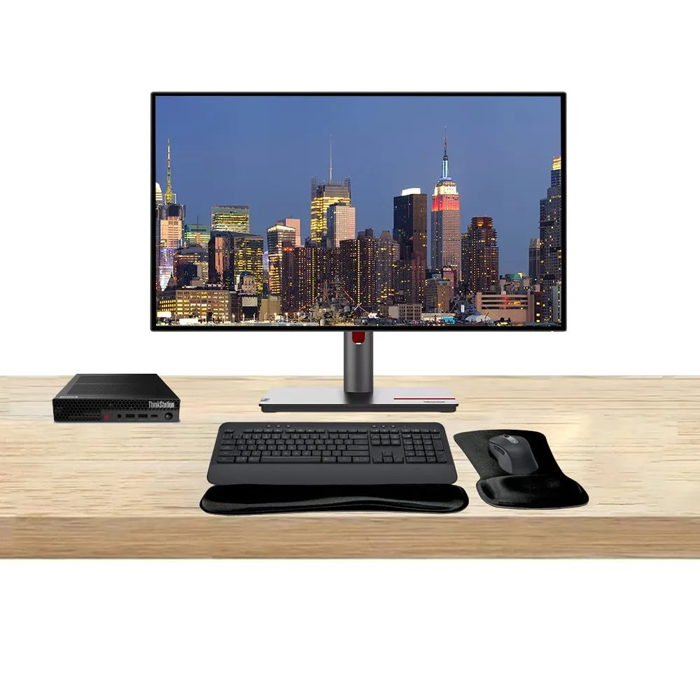 Lenovo Lenovo ThinkStation P3 Tiny i7-14700 32GB 512GB T400 4GB DDR6 Dual 27" 2560x1440 60Hz MK650 — termékfotó