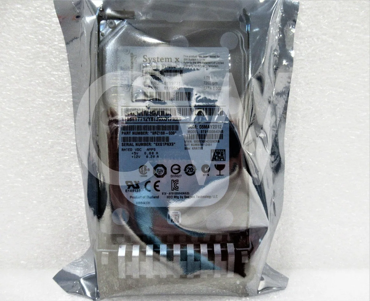 Silver 2.5 inch hard drive mounted in black plastic server caddy with pull tab