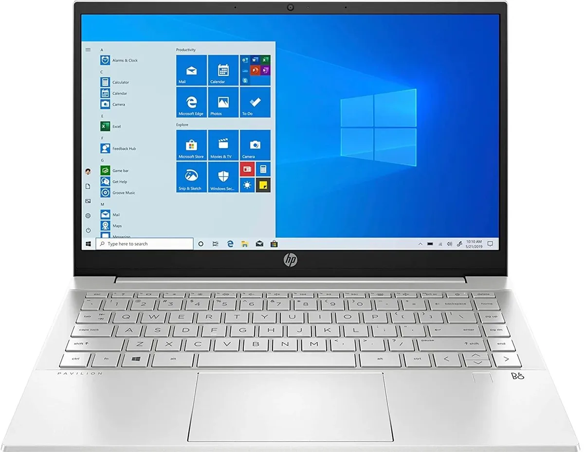 Silver HP Pavilion 14 laptop closed lid smooth finish