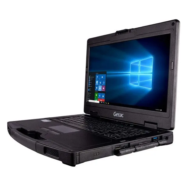 Black rugged Getac S410 G2 laptop 14 inch display backlit keyboard no webcam
