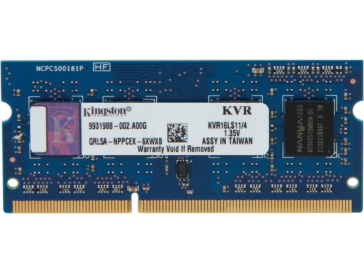 Kingston Technology Corp. Kingston Technology Corp. KVR16LS11/4 4GB DDR3L 1600 laptop RAM — 제품 사진