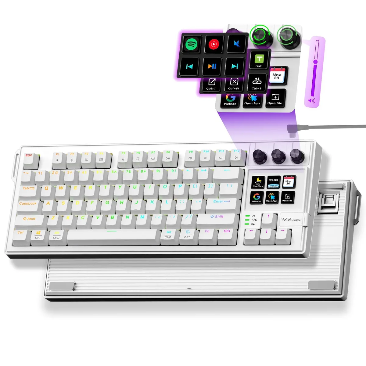 VSD K1 Pro 87-Key Macro Keyboard White Gasket RGB Wired — fotografia produktu