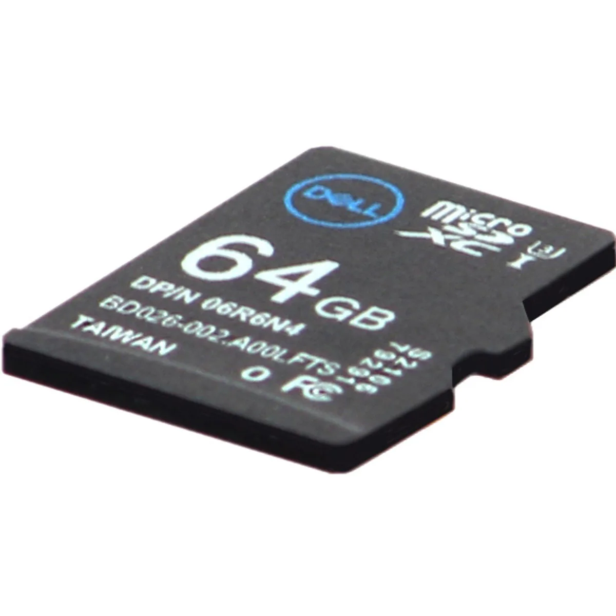 Small rectangular Dell branded microSD card 64GB