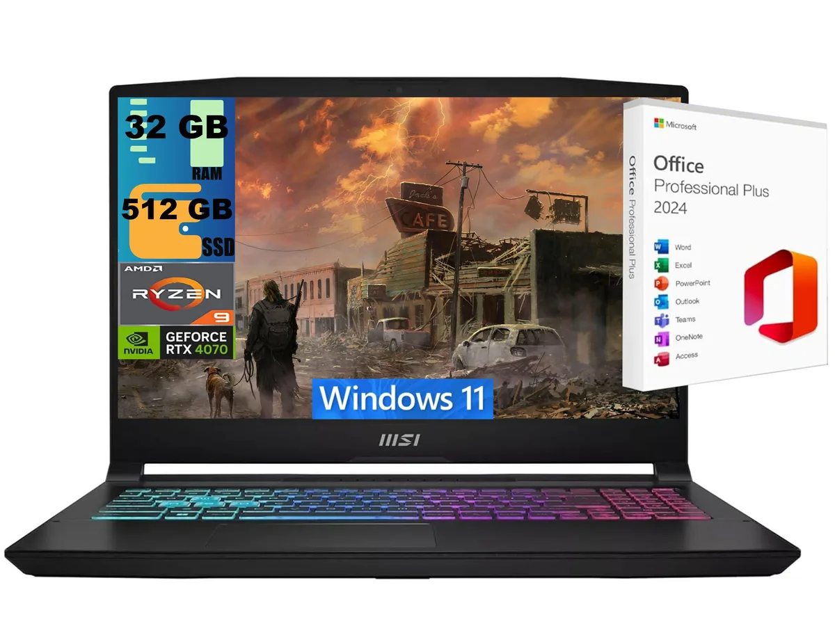 Black 15.6 inch gaming laptop with 144Hz FHD display