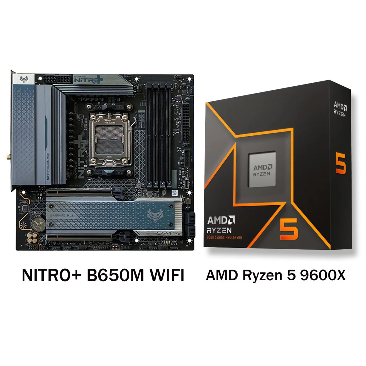 Sapphire Tech Sapphire Tech NITRO+ B650M WiFi AM5 Motherboard & Ryzen 5 9600X CPU Combo — fotografia produktu