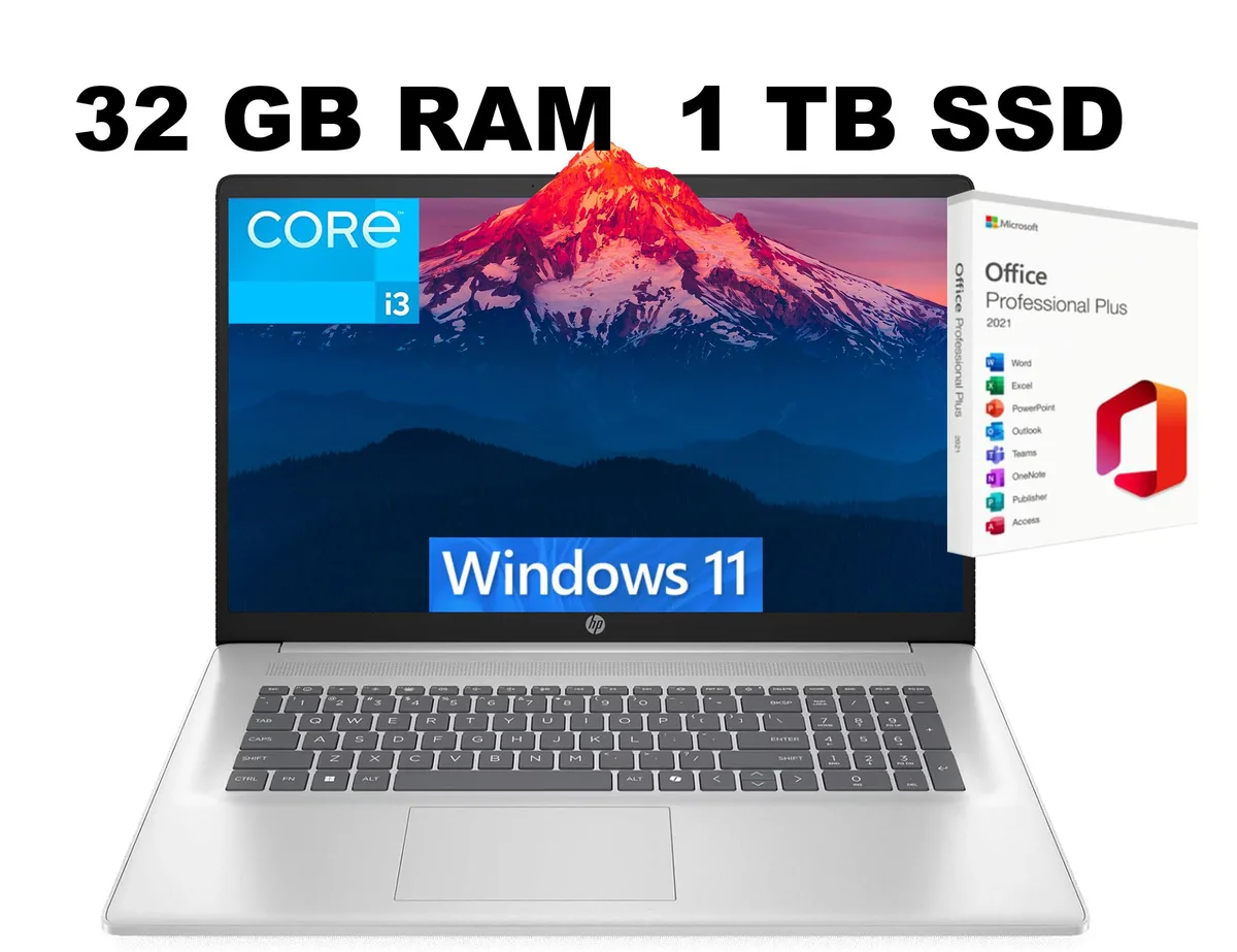 HP HP 17 laptop i3-N305 32GB 1TB PCIe SSD Silver — product photo