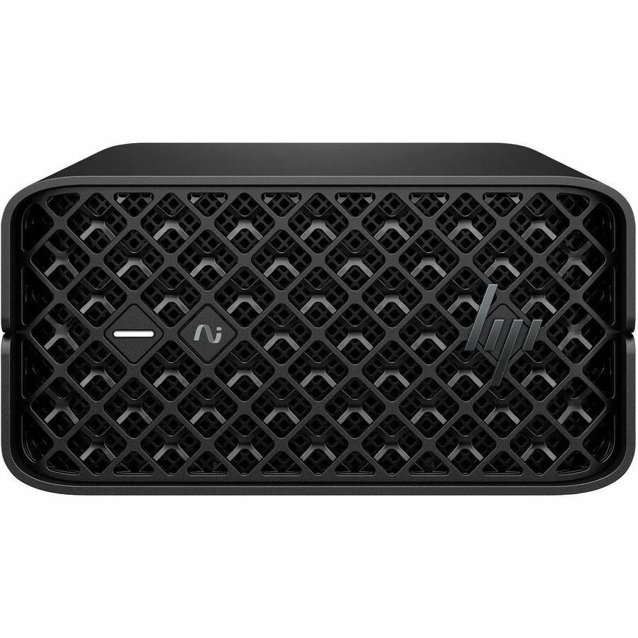 Compact black mini workstation, small cube shape