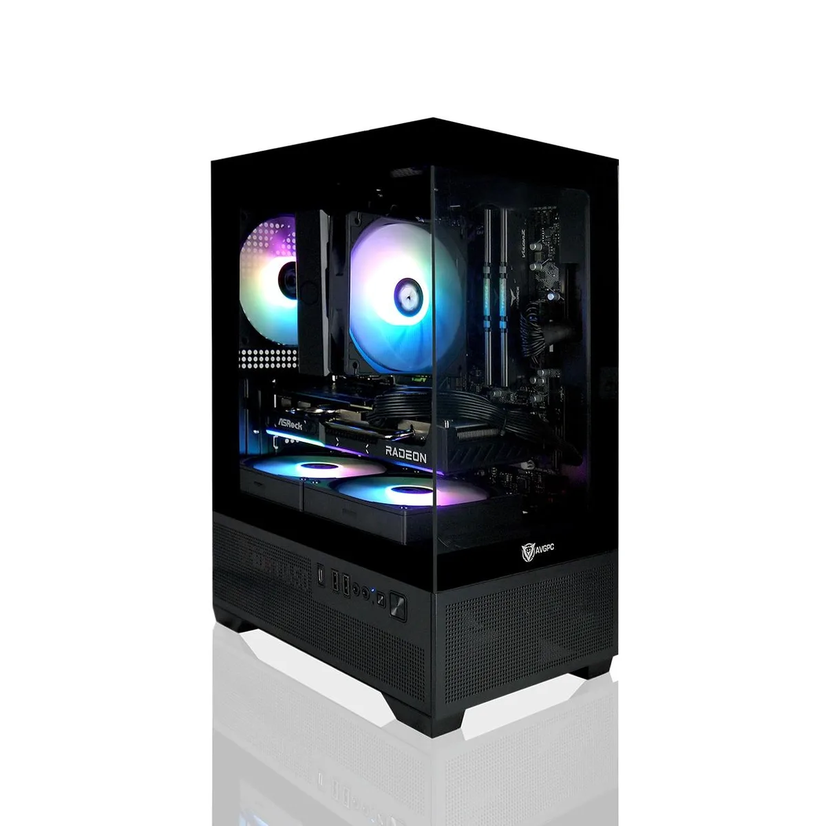 AVGPC AVGPC AV-Mini-X-9060-16G-B gaming PC Ryzen 7 5700X Radeon RX 9060 XT 16GB 32GB DDR4 1TB — product photo