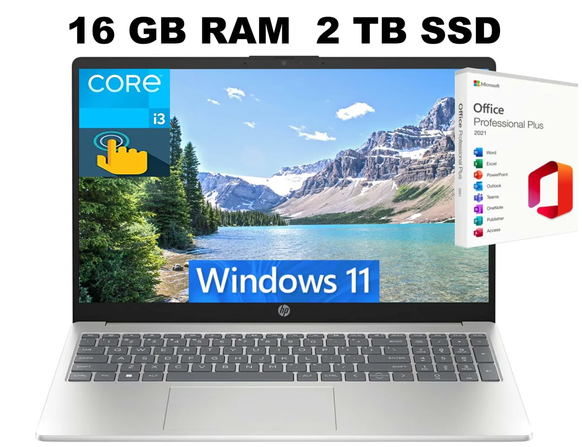 HP HP 15 laptop i3-1315U 16GB 2TB SSD touchscreen Silver — product photo