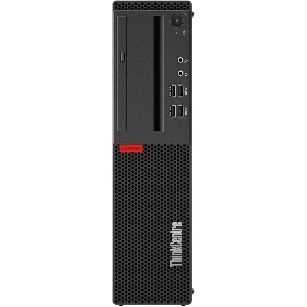 Small black Lenovo ThinkCentre M710S desktop tower, compact DT form factor, matte finish
